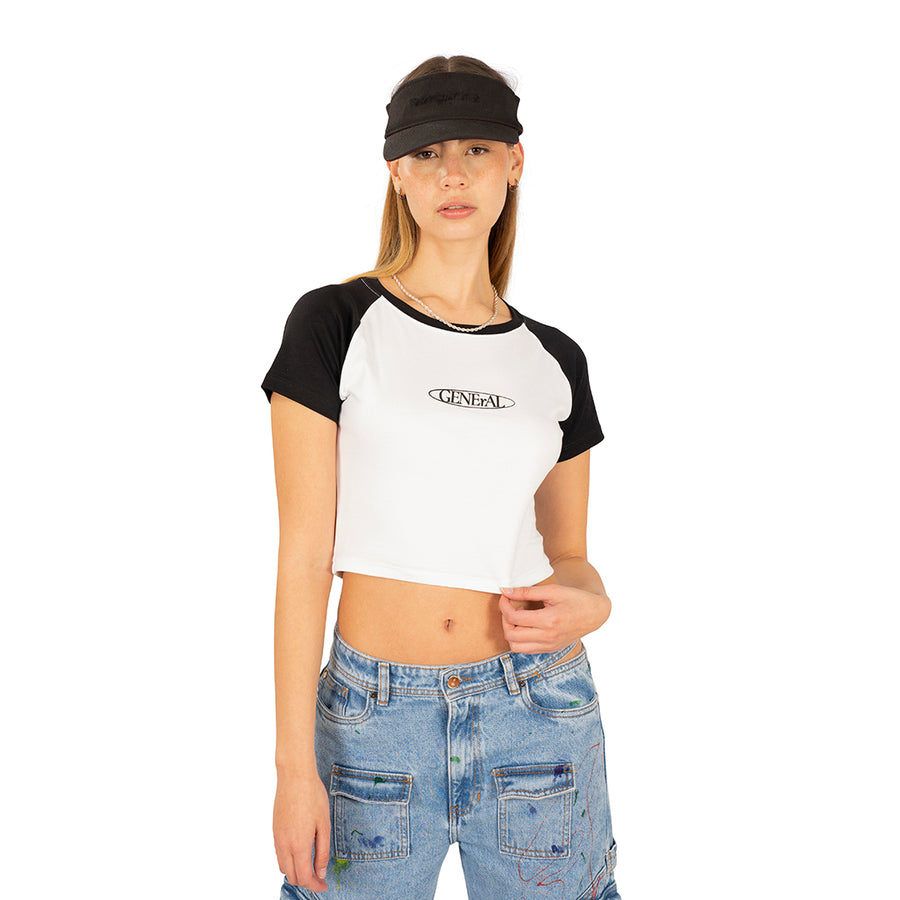 CROP TOP RANGLAN RETRO NEGRA